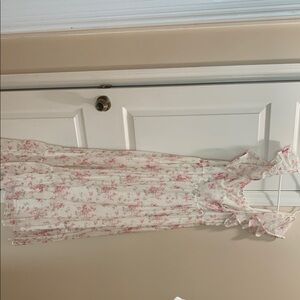 Altar'd State white pink Floral Midi Dress size small